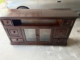 Large Wood Entertainment Center / TV Console with Storage