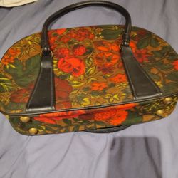 Vintage Floral Zippered Carry On or Travel Bag | Canvas and Pleather Tote or Purse