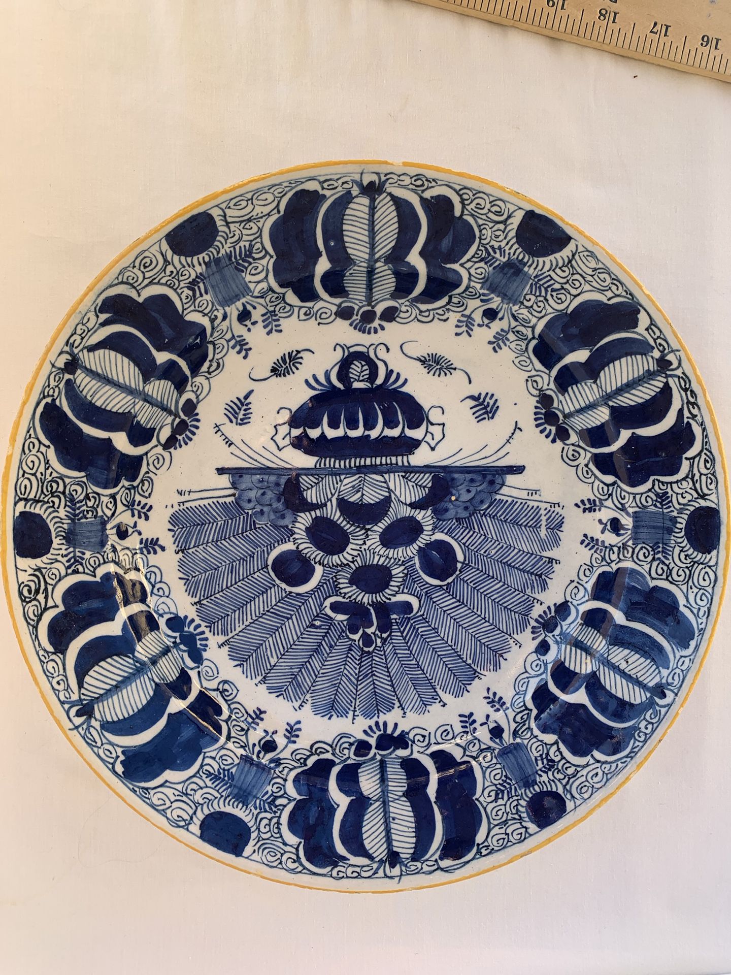 18th Century Dutch Delft Plate Pottery, Blue & White Neoclassical Collectors Plate Delftware Dish