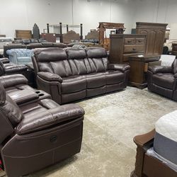 100% Leather Living Room Set
