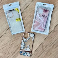 $5 for 3 Phone Cases / Covers: iPhone 12 & 12 Pro - Pink Marble, Bling Gold Floral Blue White Shimmer Sparkle Luxury Nice Neutral Bundle Lot