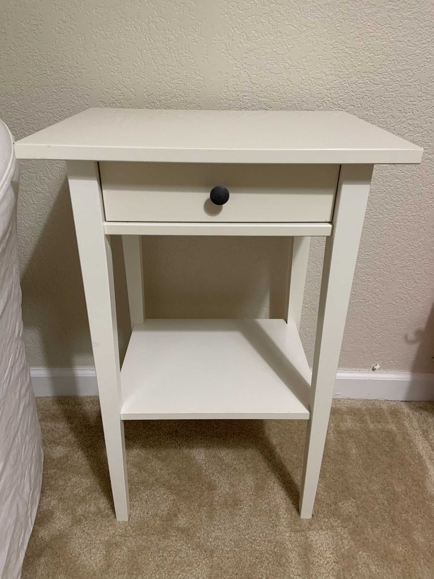 Ikea HEMNES Nightstand Side Table, white stain, 18 1/8x13 3/4"