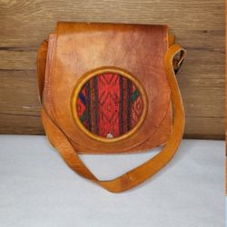 Vintage Tooled Leather Floral Brown Shoulder Bag Purse Boho Handbag