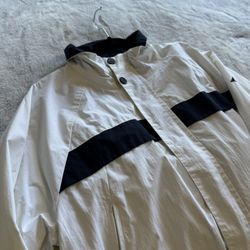 Vintage Nautica Men’s Windbreaker Jacket – Large (L) – White with Blue Stripe