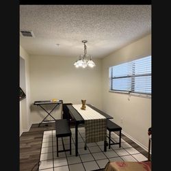 Black Dining Room Table And Benches