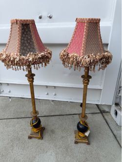 Vintage Hollywood Regency Style Buffet Lamps - Matching Pair