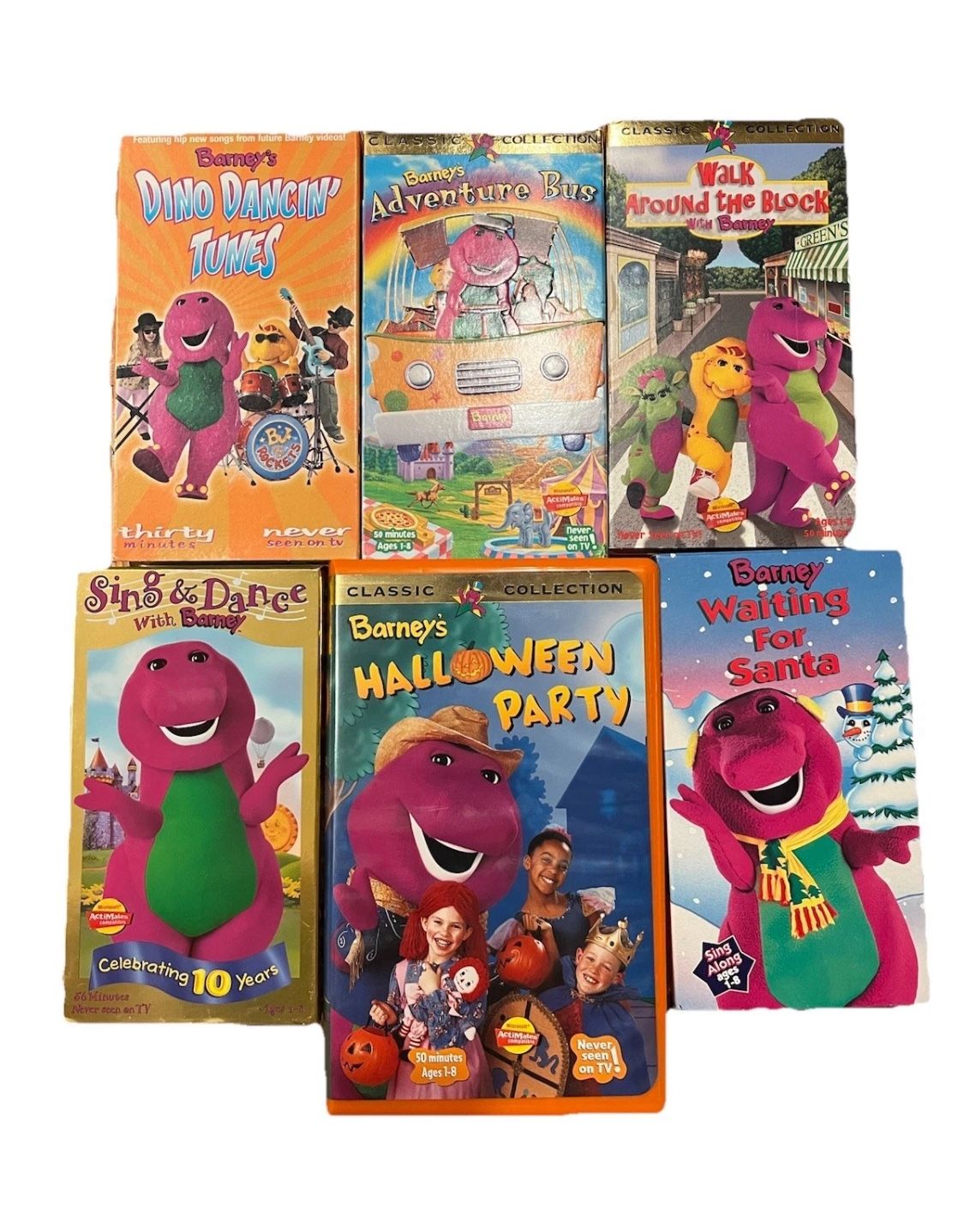 Barney The Purple Dinosaur VHS Collection Lot Of 6 Vintage 1990s VCR Tapes