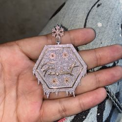 925 Sterling Silver Iced Out Moissanite Pendent 