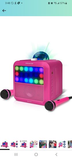 Singsation Star Burst Portable Karaoke Machine, Bluetooth, Room-Filling Light Show with 10 Light Functions, 6 Amazing Sound Effects, 2 Microphones Inc