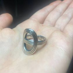 Hermes Chain D'Ancre Ring Sterling Silver Sz. 56