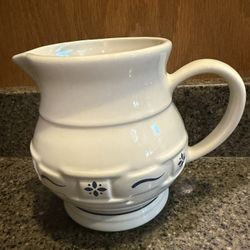 Longaberger Pottery Pitcher Blue & Beige