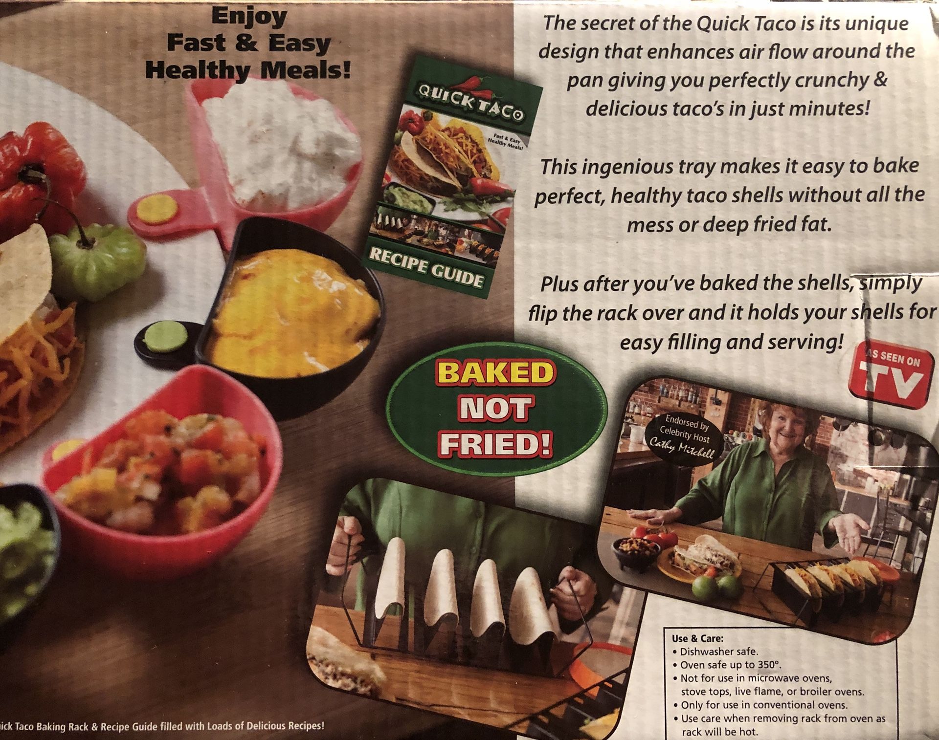 Quick Taco Baking Rack, Server, Recipe Book Assen on TV New in Box