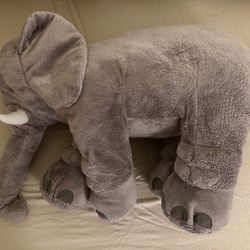Large 24-Inch Grey Elephant Stuffed Animal Toy Figure