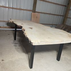 Huge Burly Live Edge Maple Dining Table Roughed In