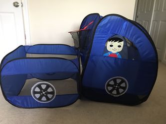 Kids tent with basketball hoop