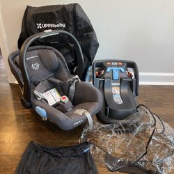 UPPAbaby MESA Infant Car Seat with Base, Travel Bag, Seat Wedge, Rain Shield and Bug Shield
