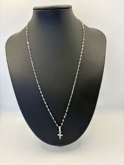 18K White Gold 750 Italian 🇮🇹 Necklace With Cross Charm