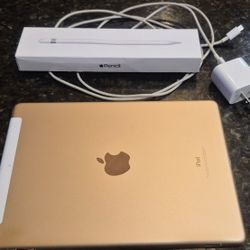 Rose Gold Apple iPad Gen 6 With Pencil And Charger