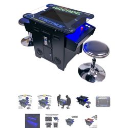 Creative Arcades 2 Player Cocktail Arcade Machine with Trackball | 60 & 412 Classic Games | 22" LCD Screen | Includes 2 Stools - 412 Games