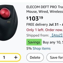 ELECOM DEFT PRO Trackball Mouse, Wired, Wireless, Bluetooth, Finger Control, Ergonomic Design, 8-Button Function, Optical Gaming Sensor, Smooth Red Ba