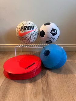 Soccer balls and cones