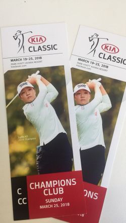 Two Champions Club Tickets Kia Classic Sunday- FREE full bar & food!!