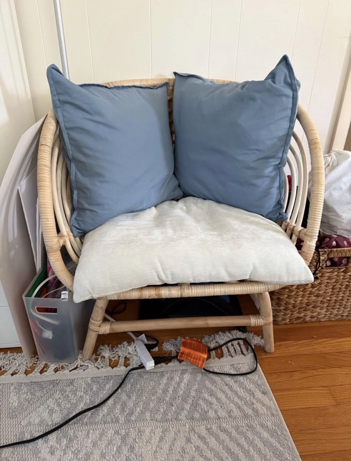 Rattan Chair w/ cushions and pillows