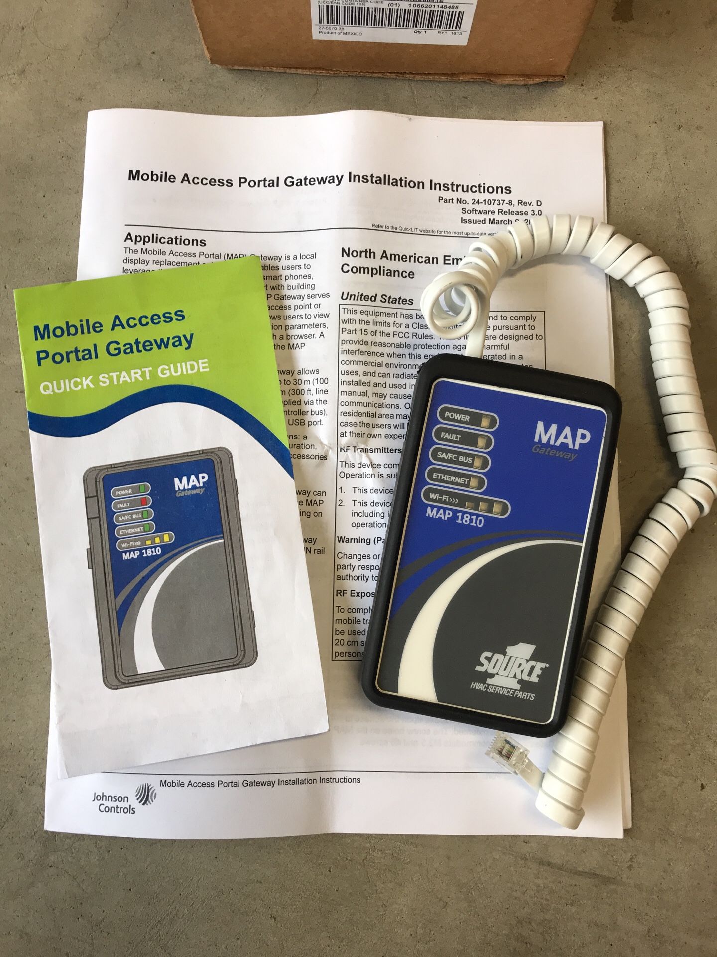 HVAC Johnson Controls. Mobile Access Portal (MAP) Gateway. MAP 1810