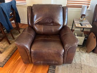 Brown leather electric reclining chair