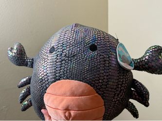 Squishmallows Samanthe Crab Holographic Black Plush with Iridescent Scales