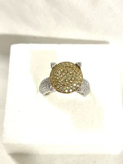 Brand new  Suzy Levian .925 silver Yellow toned  ring with cubic zirconia CZ diamonds. These retail from $150 to $200