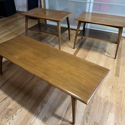 Heywood Wakefield 1949 MCM Coffee table and matching side tables