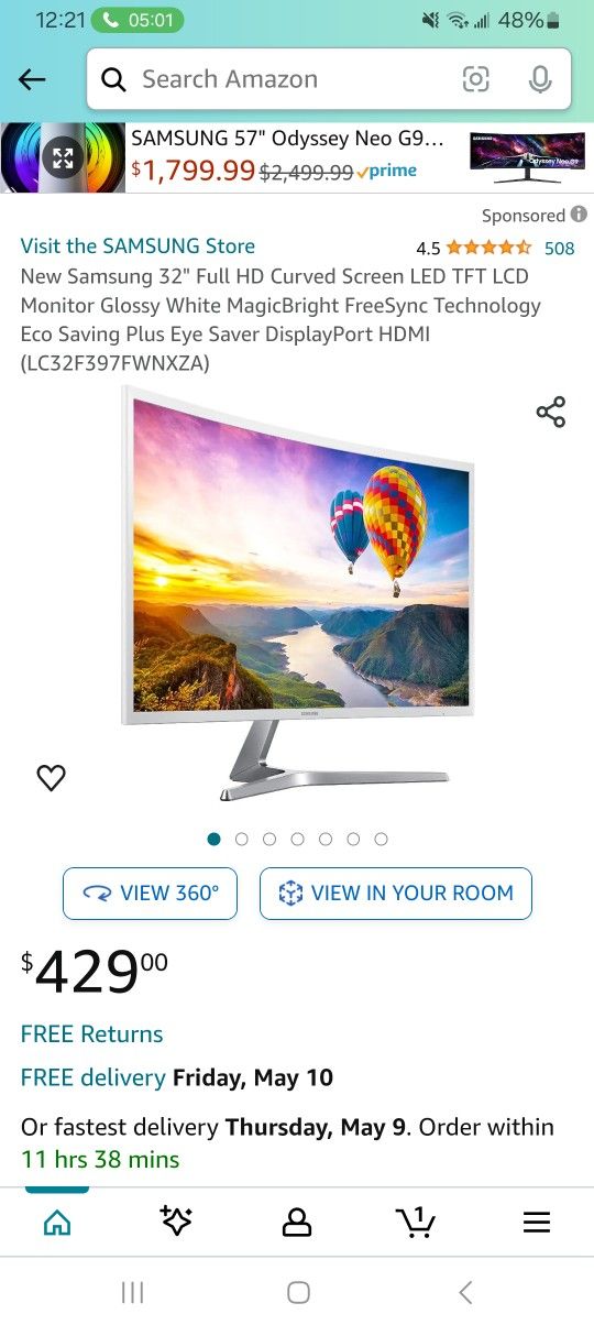 Samsung Monitor, 32 In. White Model And Stuff Is In Picture