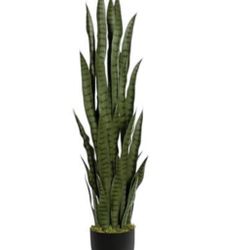 4ft Artificial Snake Plant – 46in Faux Sansevieria Plants, Fake Floor