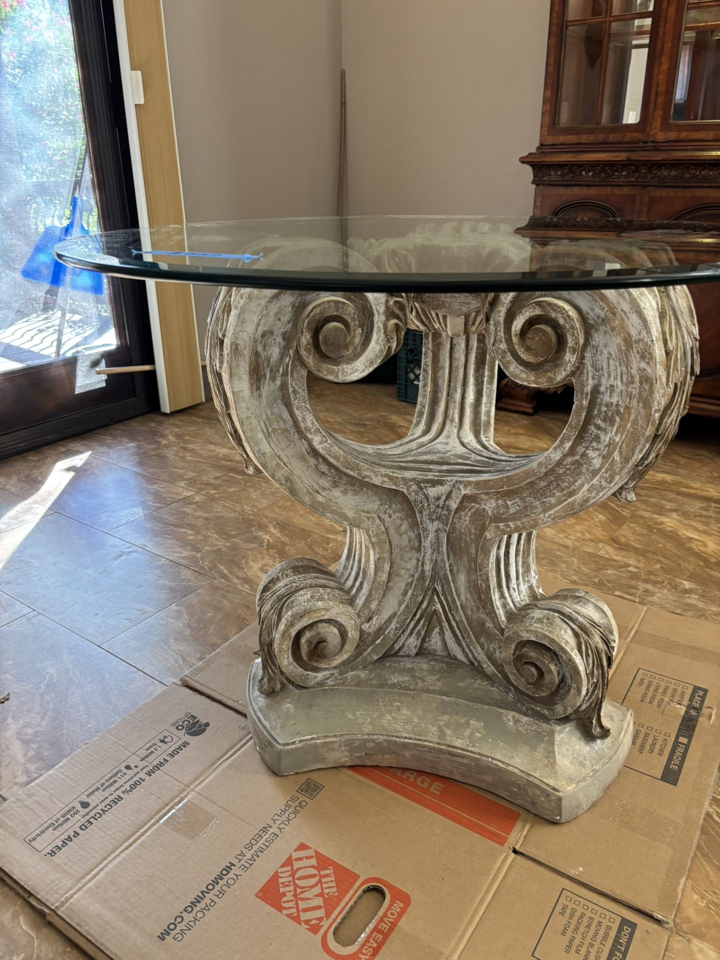 Glass top Table With Pedestal