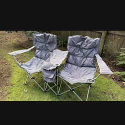 2-in-1 Double Camping Chair (Loveseat Style) – Padded – w/ Carry Bag