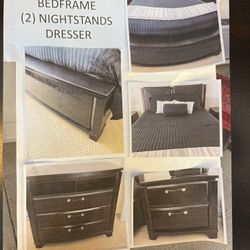 Bed, Dresser, 2 Nightstand Set 