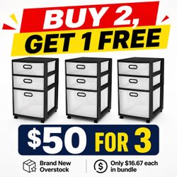 NEW Sterilite 3-Drawer Storage Cart