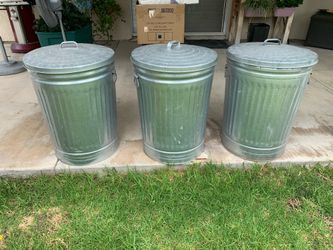Galvanized 31 gallon trash cans; new