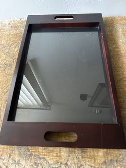 New Wood And Glass Serving Tray 14in X22 In