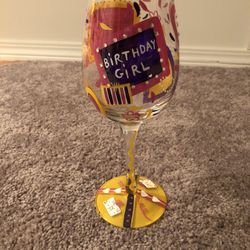 Cute Birthday Girl Wine Glass