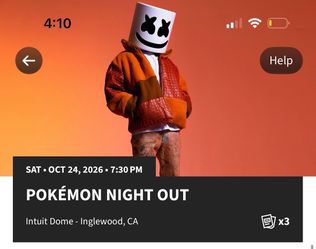 Pokemon Night Out October 24th (3 Tickets)