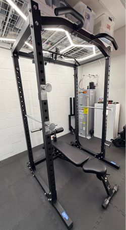 Power Rack Cage w/ Lat Pulldown + Bench - $400