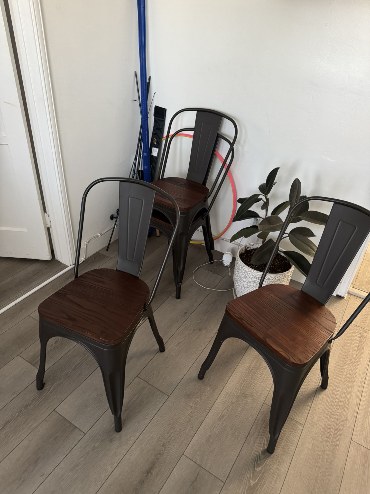 Rustic Industrial Style Metal Wood Dining Chair