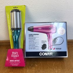 Bed Head wave Artist And Conair Cord Keeper Hair Dryer