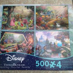 Disney Thomas Kinkade 500 Piece X 4 Puzzles