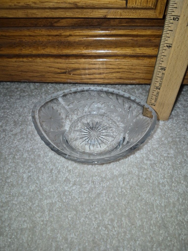 Vintage Heisley Revere Etched Glass Dish, 5.5"