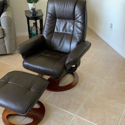 Leather Reclining Chair With Ottoman