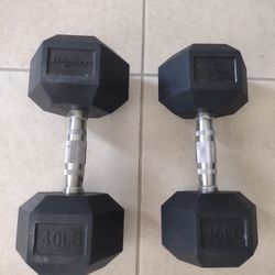 Dumbbells (1) 40 lbs. (1) 35 lbs 