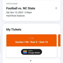 Miami Hurricanes vs NC State